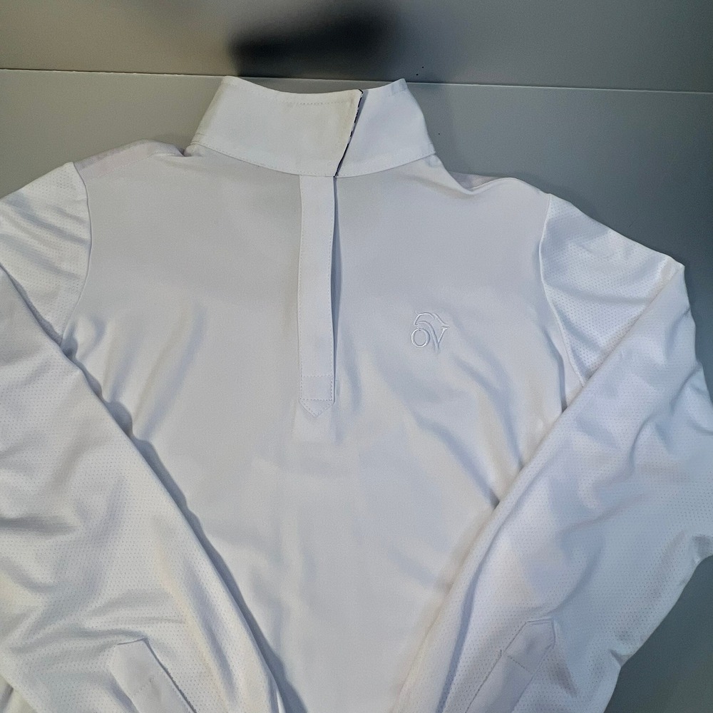 Ovation Womens White CoolRider Long Sleeve Equestrian Show Shirt Size M
